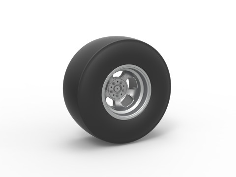 Rear wheel of vintage dragster Version 2 Scale 1 to 25 Modello di stampa 3D