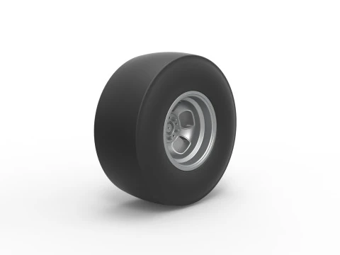 Rear wheel of vintage dragster Version 2 Scale 1 to 25 3D Print Model