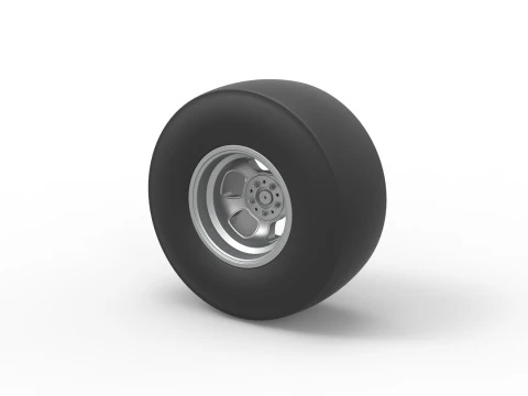 Rear wheel of vintage dragster Version 2 Scale 1 to 25 3D Print Model