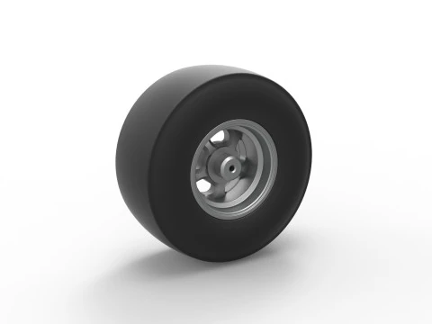 Rear wheel of vintage dragster Version 2 Scale 1 to 25 3D Print Model