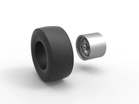 Rear wheel of vintage dragster Version 2 Scale 1 to 25 3D Print Model
