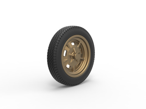 Front wheel of old school dragster Version 3 Scale 1 to 25 3D Baskı Modeli