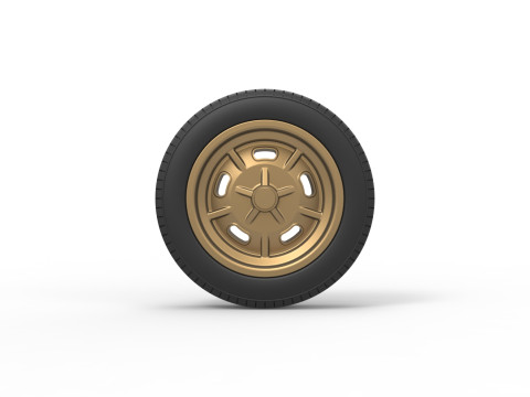 Front wheel of old school dragster Version 3 Scale 1 to 25 3D Baskı Modeli