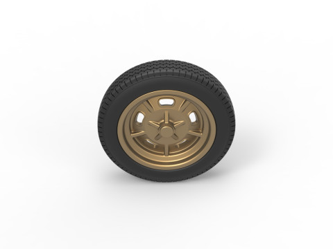 Front wheel of old school dragster Version 3 Scale 1 to 25 3D Baskı Modeli