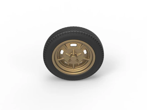 Front wheel of old school dragster Version 3 Scale 1 to 25 3D Print Model