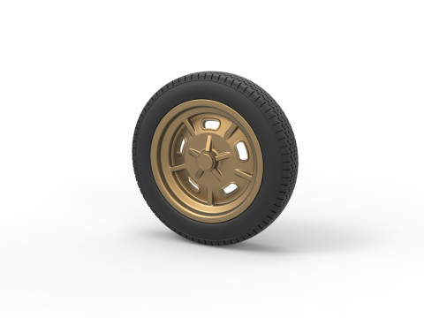 Front wheel of old school dragster Version 3 Scale 1 to 25 3D Baskı Modeli