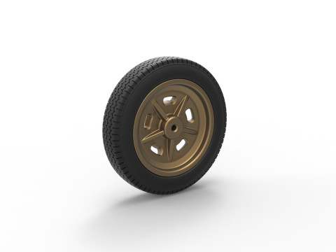 Front wheel of old school dragster Version 3 Scale 1 to 25 3D Baskı Modeli