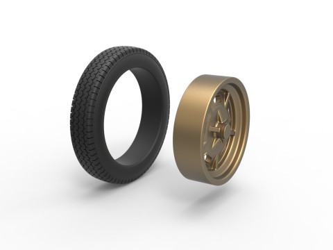 Front wheel of old school dragster Version 3 Scale 1 to 25 3D Baskı Modeli