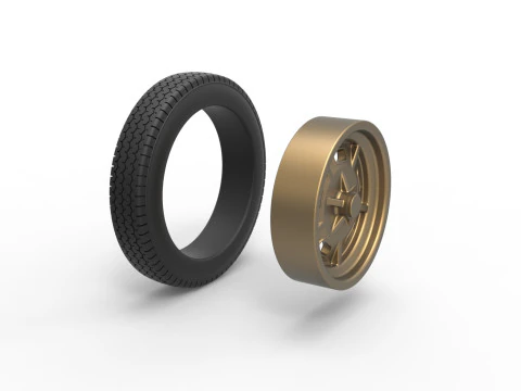 Front wheel of old school dragster Version 3 Scale 1 to 25 3D Print Model