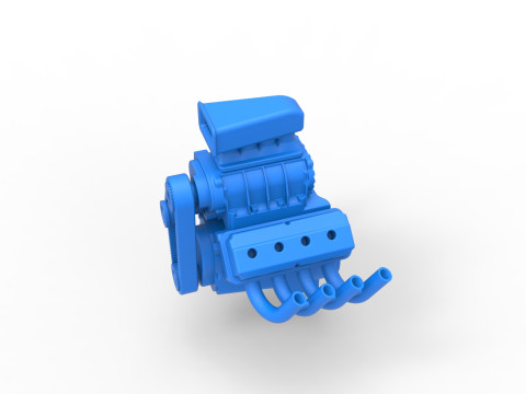 Engine V8 for vintage dragster Version 6 Scale 1 to 25 Model Cetak 3D
