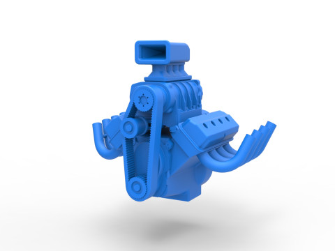 Engine V8 for vintage dragster Version 6 Scale 1 to 25 Model Cetak 3D