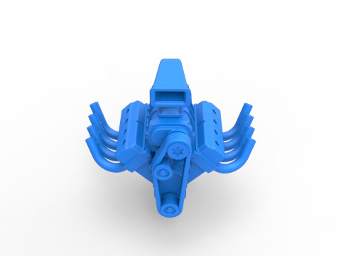 Engine V8 for vintage dragster Version 6 Scale 1 to 25 Model Cetak 3D