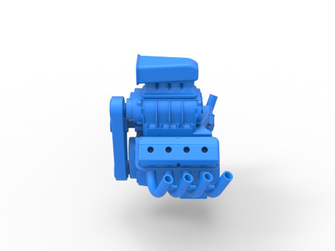 Engine V8 for vintage dragster Version 6 Scale 1 to 25 Model Cetak 3D