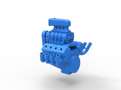 Engine V8 for vintage dragster Version 6 Scale 1 to 25 Model Cetak 3D