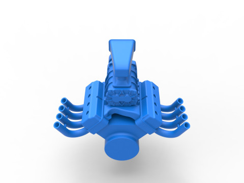 Engine V8 for vintage dragster Version 6 Scale 1 to 25 Model Cetak 3D