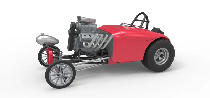 Oldschoolowy dragster z przednim silnikiem i skorupą Wersja 9 Skala od 1 do 25 Model do druku 3D .c4d .max .obj .3ds .fbx .stl .blend 