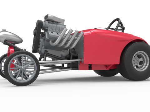 Front engine old school dragster with shell Version 9 Scale 1 to 25 3D Print Model