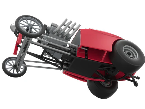 Oldschoolowy dragster z przednim silnikiem i skorupą Wersja 9 Skala od 1 do 25 Model do druku 3D