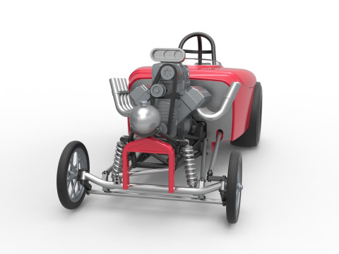 Front engine old school dragster with shell Version 9 Scale 1 to 25 3D Print Model