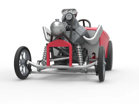 Oldschoolowy dragster z przednim silnikiem i skorupą Wersja 9 Skala od 1 do 25 Model do druku 3D