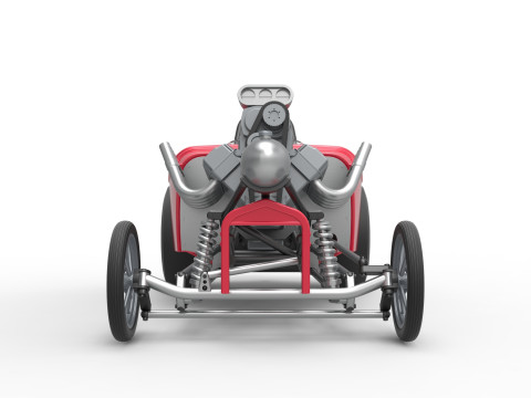 Front engine old school dragster with shell Version 9 Scale 1 to 25 3D Print Model