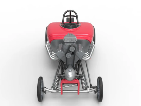 Oldschoolowy dragster z przednim silnikiem i skorupą Wersja 9 Skala od 1 do 25 Model do druku 3D