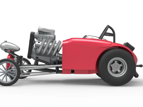 Oldschoolowy dragster z przednim silnikiem i skorupą Wersja 9 Skala od 1 do 25 Model do druku 3D