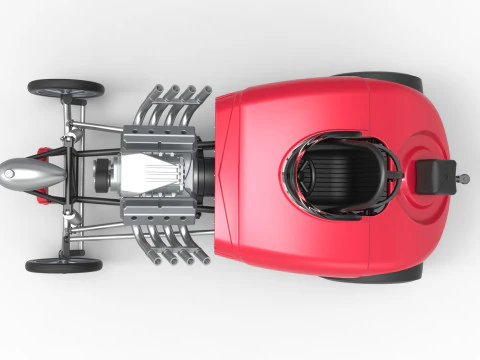 Oldschoolowy dragster z przednim silnikiem i skorupą Wersja 9 Skala od 1 do 25 Model do druku 3D