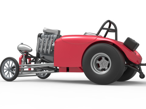 Front engine old school dragster with shell Version 9 Scale 1 to 25 3D Print Model