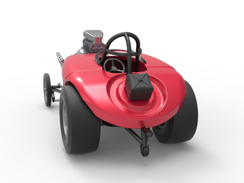 Front engine old school dragster with shell Version 9 Scale 1 to 25 3D Print Model