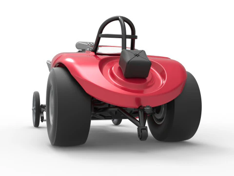 Oldschoolowy dragster z przednim silnikiem i skorupą Wersja 9 Skala od 1 do 25 Model do druku 3D