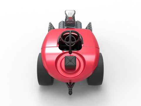 Front engine old school dragster with shell Version 9 Scale 1 to 25 3D Print Model