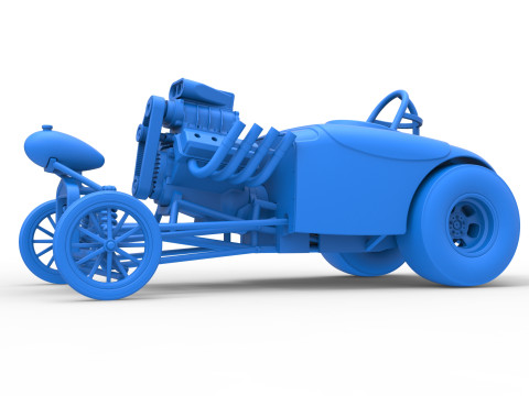 Front engine old school dragster with shell Version 9 Scale 1 to 25 3D Print Model