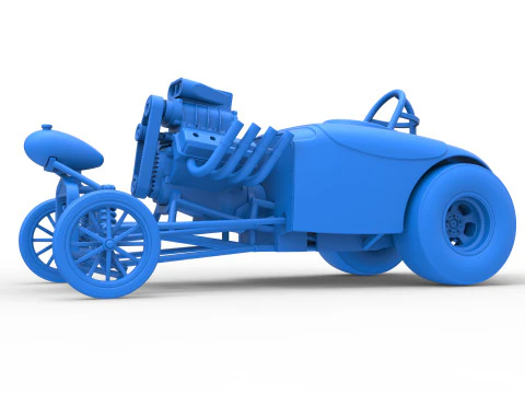 Oldschoolowy dragster z przednim silnikiem i skorupą Wersja 9 Skala od 1 do 25 Model do druku 3D