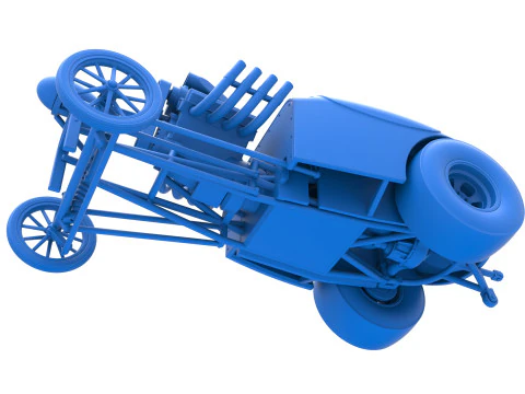 Oldschoolowy dragster z przednim silnikiem i skorupą Wersja 9 Skala od 1 do 25 Model do druku 3D