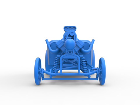 Front engine old school dragster with shell Version 9 Scale 1 to 25 3D Print Model