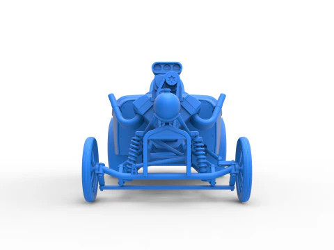 Oldschoolowy dragster z przednim silnikiem i skorupą Wersja 9 Skala od 1 do 25 Model do druku 3D