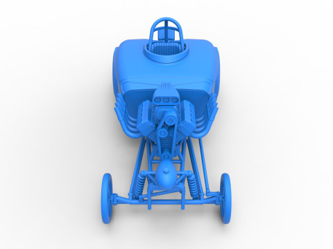 Front engine old school dragster with shell Version 9 Scale 1 to 25 3D Print Model