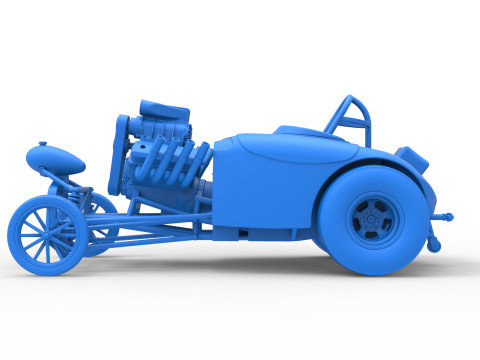 Front engine old school dragster with shell Version 9 Scale 1 to 25 3D Print Model