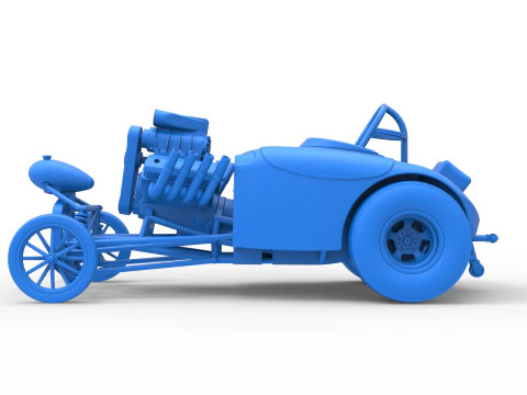 Oldschoolowy dragster z przednim silnikiem i skorupą Wersja 9 Skala od 1 do 25 Model do druku 3D
