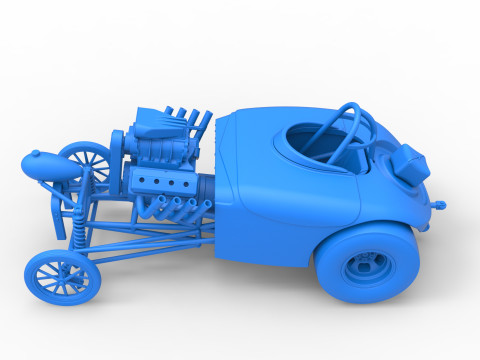 Front engine old school dragster with shell Version 9 Scale 1 to 25 3D Print Model