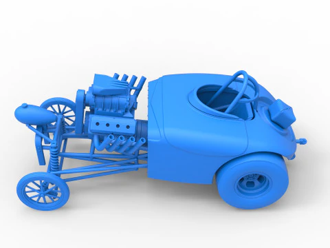 Oldschoolowy dragster z przednim silnikiem i skorupą Wersja 9 Skala od 1 do 25 Model do druku 3D