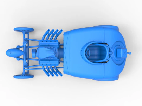 Oldschoolowy dragster z przednim silnikiem i skorupą Wersja 9 Skala od 1 do 25 Model do druku 3D