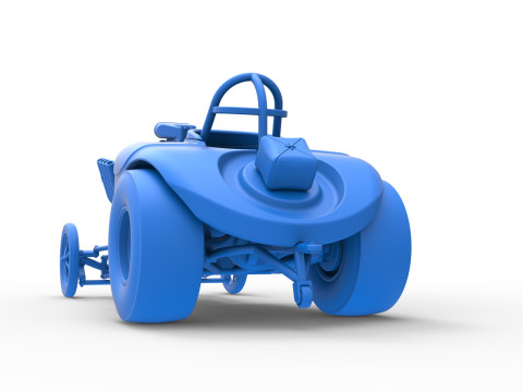 Front engine old school dragster with shell Version 9 Scale 1 to 25 3D Print Model