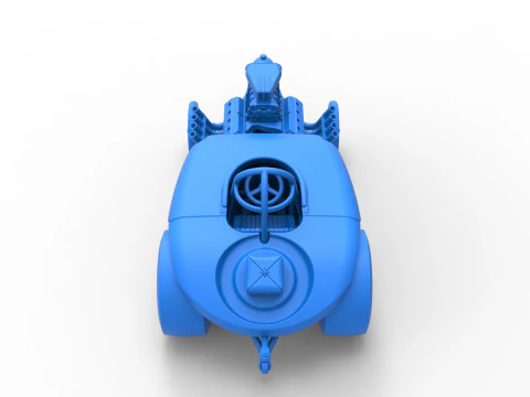 Oldschoolowy dragster z przednim silnikiem i skorupą Wersja 9 Skala od 1 do 25 Model do druku 3D