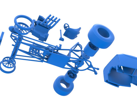 Front engine old school dragster with shell Version 9 Scale 1 to 25 3D Print Model