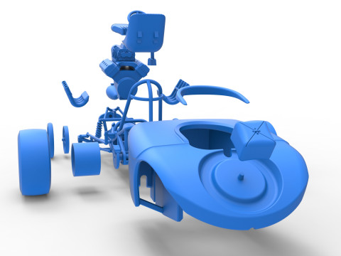 Front engine old school dragster with shell Version 9 Scale 1 to 25 3D Print Model