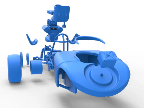 Oldschoolowy dragster z przednim silnikiem i skorupą Wersja 9 Skala od 1 do 25 Model do druku 3D