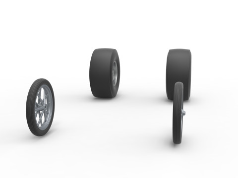 Wheel set of Vintage Front engine dragster Version 3 Scale 1 to 25 Modelo de Impressão 3D