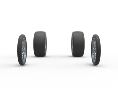 Wheel set of Vintage Front engine dragster Version 3 Scale 1 to 25 Modelo de Impressão 3D